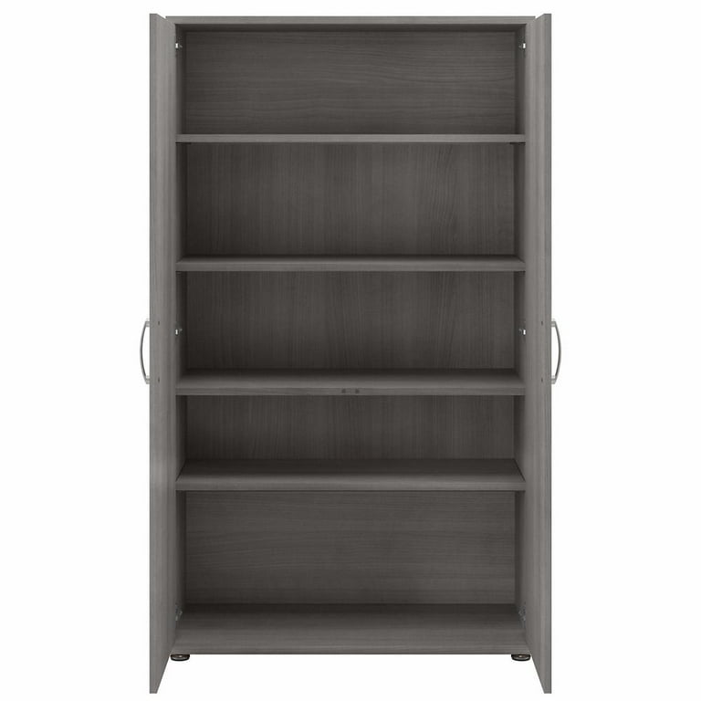 Bush Business Furniture Universal Tall Clothing Storage Cabinet with Doors and Shelves Platinum Gray