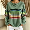 thumbnail image 2 of Enjoytime Sweatshirt for Women Striped Long Sleeve Half Button Pullover Tops Fall Fashion Casual Crew Neck Sweatshirts, 2 of 7