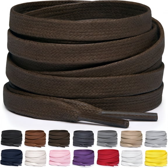 TELOLY Flat Waxed Cotton Shoe Laces for Boots, Sneakers, and Shoes – Multiple Lengths and Colors Available