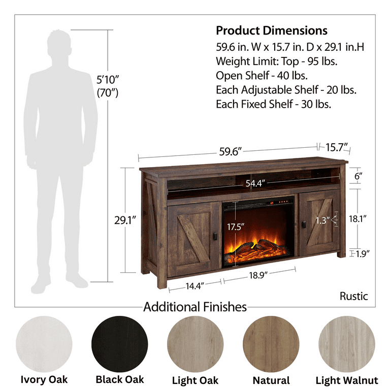 Farmhouse electric fireplace tv stand deals