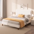 thumbnail image 5 of Full Size White Boucle Cloud Platform Bed Frame with Adjustable Headboard and Solid Wooden Legs, No Box Spring Needed, 5 of 8