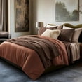 thumbnail image 6 of EVERGRACE Velvet Quilt Set Queen Size, Luxurious Soft Quilted Bedding Sets, Lightweight Velvet Comforter for All Season, Striped Channel Bedspread Coverlet with 2 Shams, Rust Brown, 6 of 8
