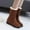 Brown, variant on LSLJS Women's Vintage Solid Color Round Head Plush Mid-heel Mid-calf Boots, Womens Winter Boots