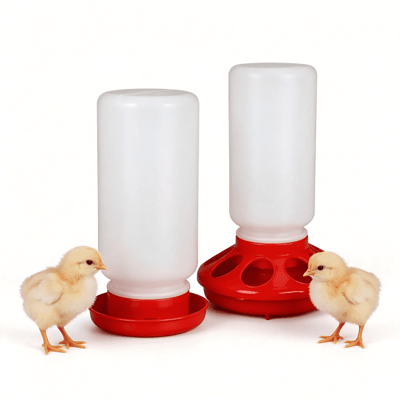 LISHUQI 2‑Piece Plastic Chick Waterer and Feeder Set, Automatic Poultry Water Container for Chickens, Birds, Pigeons, Quails