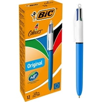 BIC 4 Colours Original Retractable Comfortable Ballpoint Pens - Box of 12 - Medium Point (1.0 mm) - Precision Writing