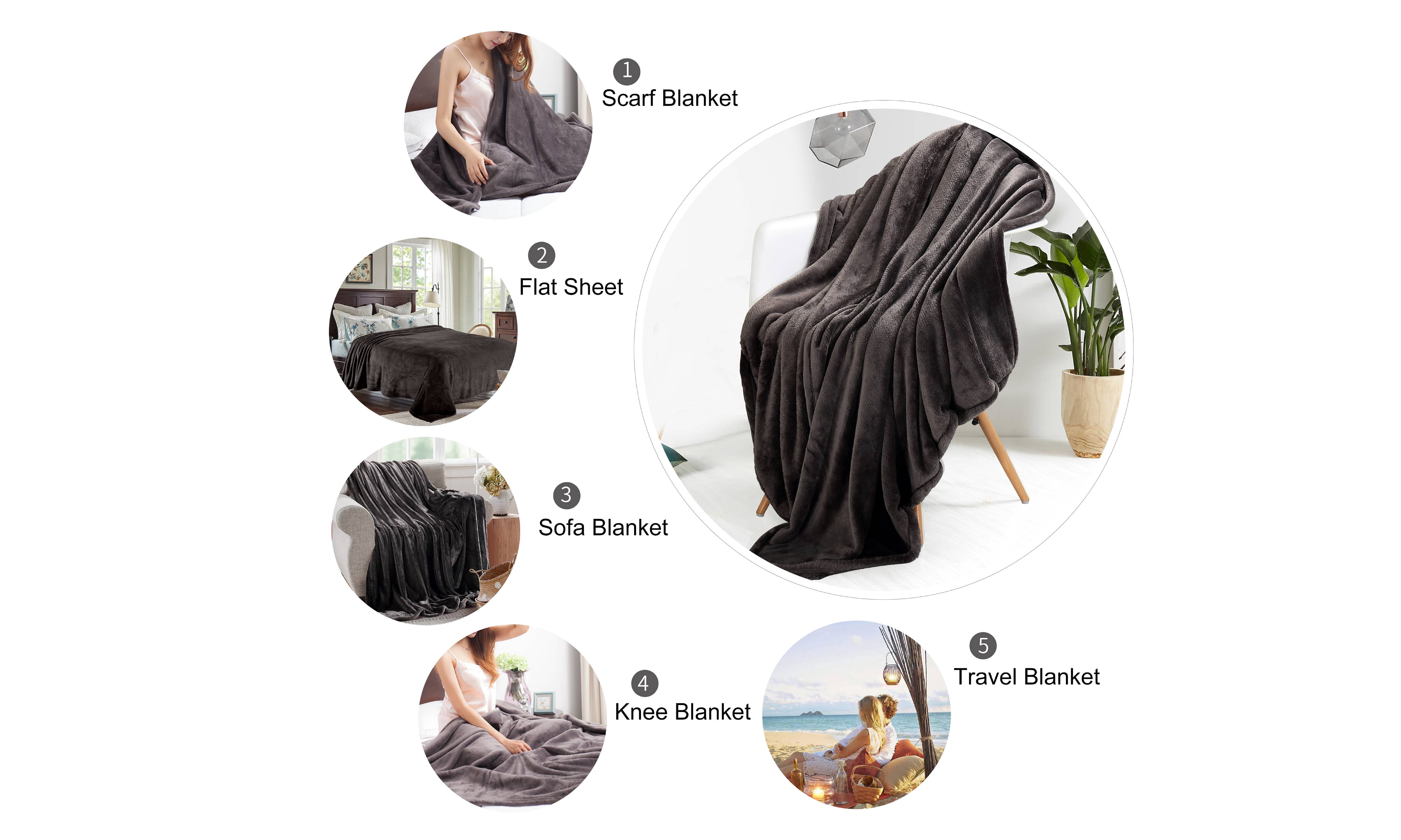 Reafort Ultra Soft Flannel Fleece All Season Light Weight Living Room/Bedroom Warm Throw Blanket (Dark Grey, Twin 66"X90")
