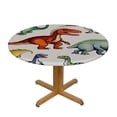 thumbnail image 3 of HAOXIT Dinosaur Tablecloth, Various Different Animals from Jurassic Cartoon Mammals Pattern, Round Table Cover for Dining Room Kitchen Decor 54-58, 3 of 8