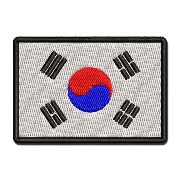 South Korea Flag Applique Multi-Color Embroidered Iron-On Patch - 2.5 Inch Small