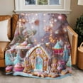 thumbnail image 4 of Gingerbread Man House Christmas Throw Blankets, Winter Teal Pink Soft Fleece Blanket Decorative for Home Sofa Couch Chair Living Bedroom, 40x50 inches,, 4 of 8
