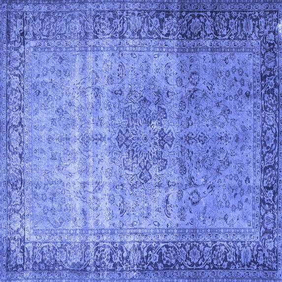 Ahgly Company Machine Washable Indoor Square Persian Blue Traditional Area Rugs, 4' Square