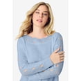 thumbnail image 5 of Roaman's Women's Plus Size Pointelle Sleeve Pullover, 5 of 6