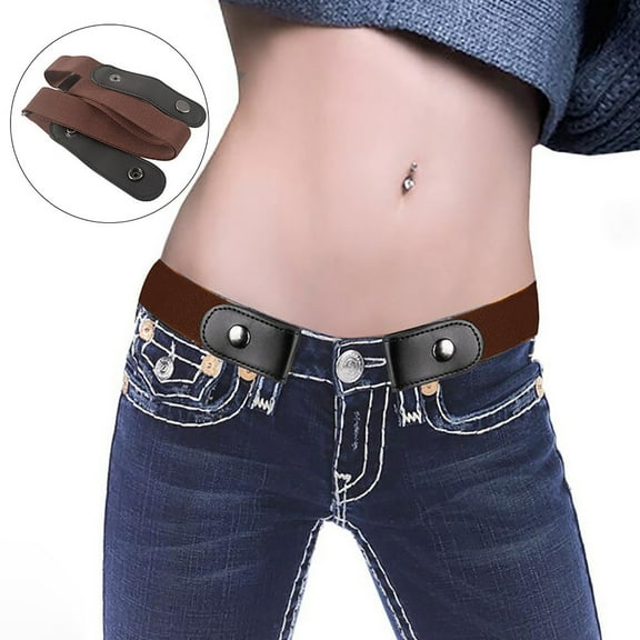 Ajshakl Womens Belt, Buckle-Free Elastic Invisible Belt For Jeans No Bulge Waist Belts, Brown