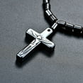 thumbnail image 6 of Jiaroswwei Fashion Men's Artificial Hematite Bead Cross Crucifix Jesus Pendant Necklace, 6 of 6