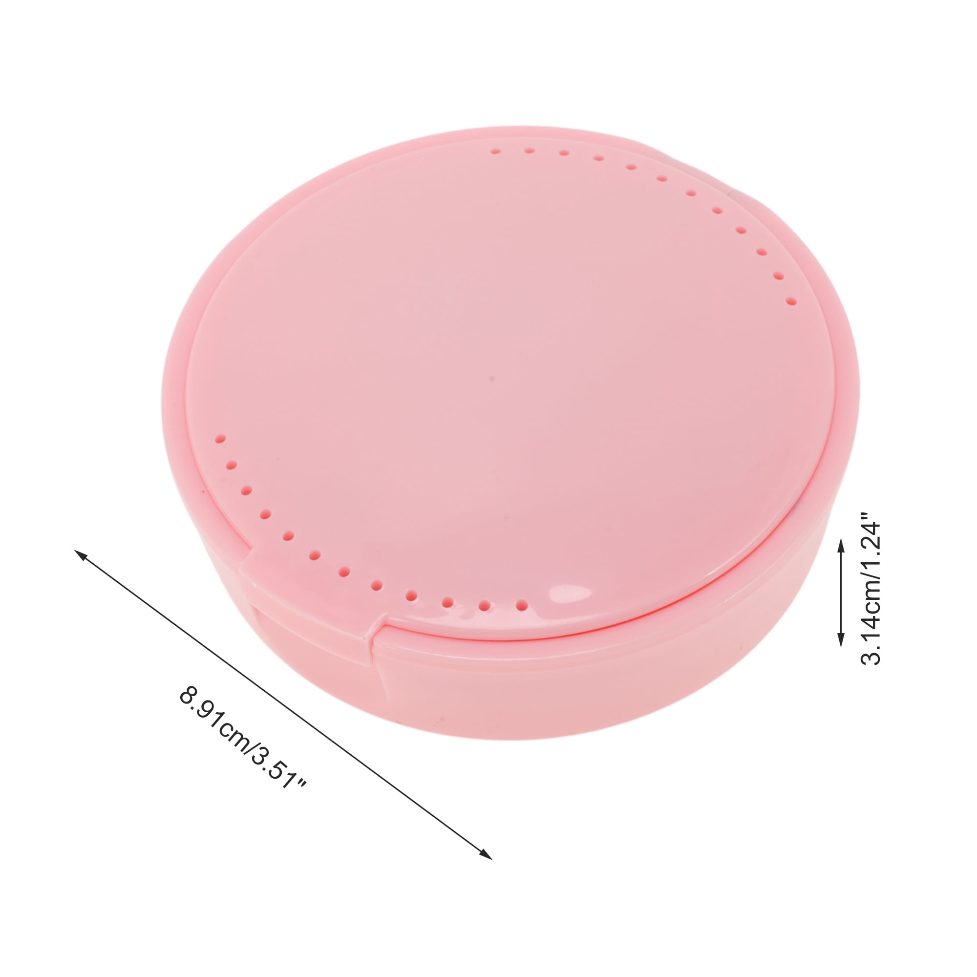 Unique Bargains Round Braces Box with Mirror 1 Pc Light Pink