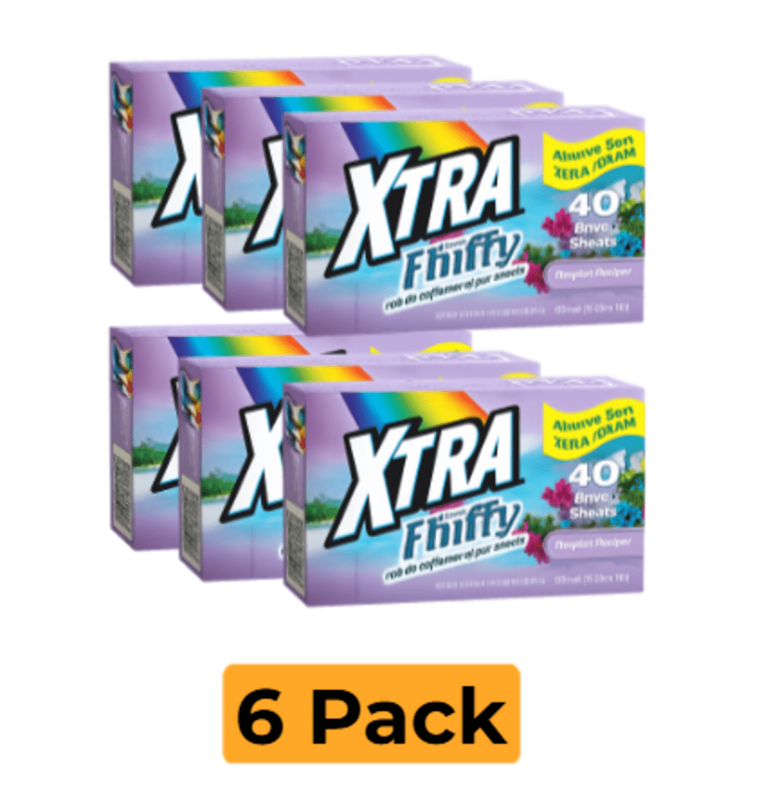 XTRA Nice'N Fluffy 40-Count Tropical Passion Fabric Softener Dryer Sheets - 6 Pack