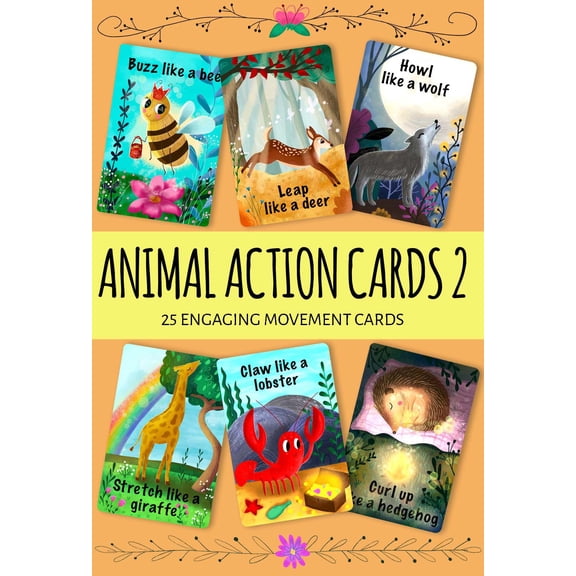 Animal Action Cards 2. Exercise Toddler Game. 25 Engaging Cards .