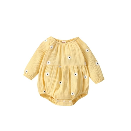 

Newborn Baby Girl Clothes Casual Romper Infant Long Sleeve Floral Round Neck Jumpsuit