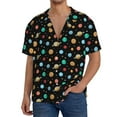 thumbnail image 1 of Balery Solar System Planets Space Camisa Casual de Manga Corta con Botones para Hombre, Texturizada, Estilo Cubano, para Playa, Verano-Large, 1 of 5