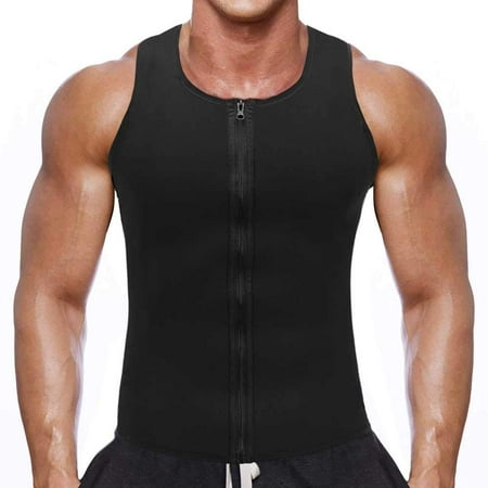 SLIMBELLE Mens Sauna Waist Trainer Vest Neoprene Corset Tank Top with Zipper Sweat Shapewear Slimming Workout