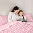thumbnail image 4 of Manfei Lovely Stars King Size Comforter Sets,Kawaii Cartoon Theme Comforters King Size,Pink White,Pink Reversible,3-Piece,1 Comforter and 2 Pillowcases, 4 of 7