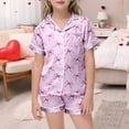 thumbnail image 2 of Ensemble de Pyjama pour Filles Imprimé Manches Courtes Boutonné Ensemble de Vêtements de Nuit Mode pour Filles Pyjamas pour Enfants Garçons Filles Mode, 2 of 5