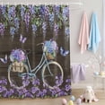 thumbnail image 2 of Shower Curtain Purple Flowers Shower Curtains for Bathroom Decor, Waterproof Polyester Shower Curtain Set with Hooks, Small Stall Size 36" x 72" Bicycle Vintage Floral, 2 of 9