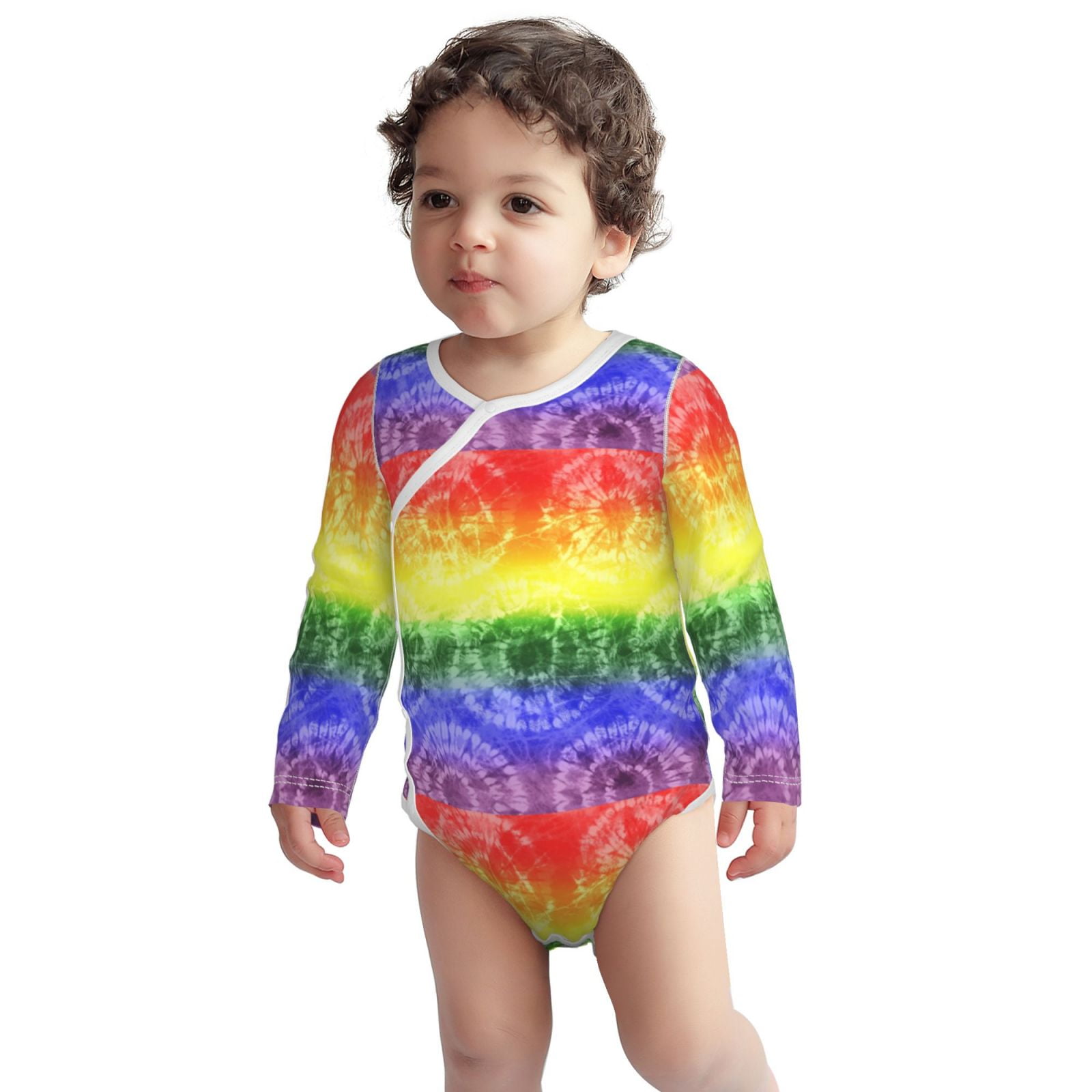 Xecao Colorful Tie Dye Print Baby unisex-baby Cotton Long-sleeve Bodysuits-6 Months