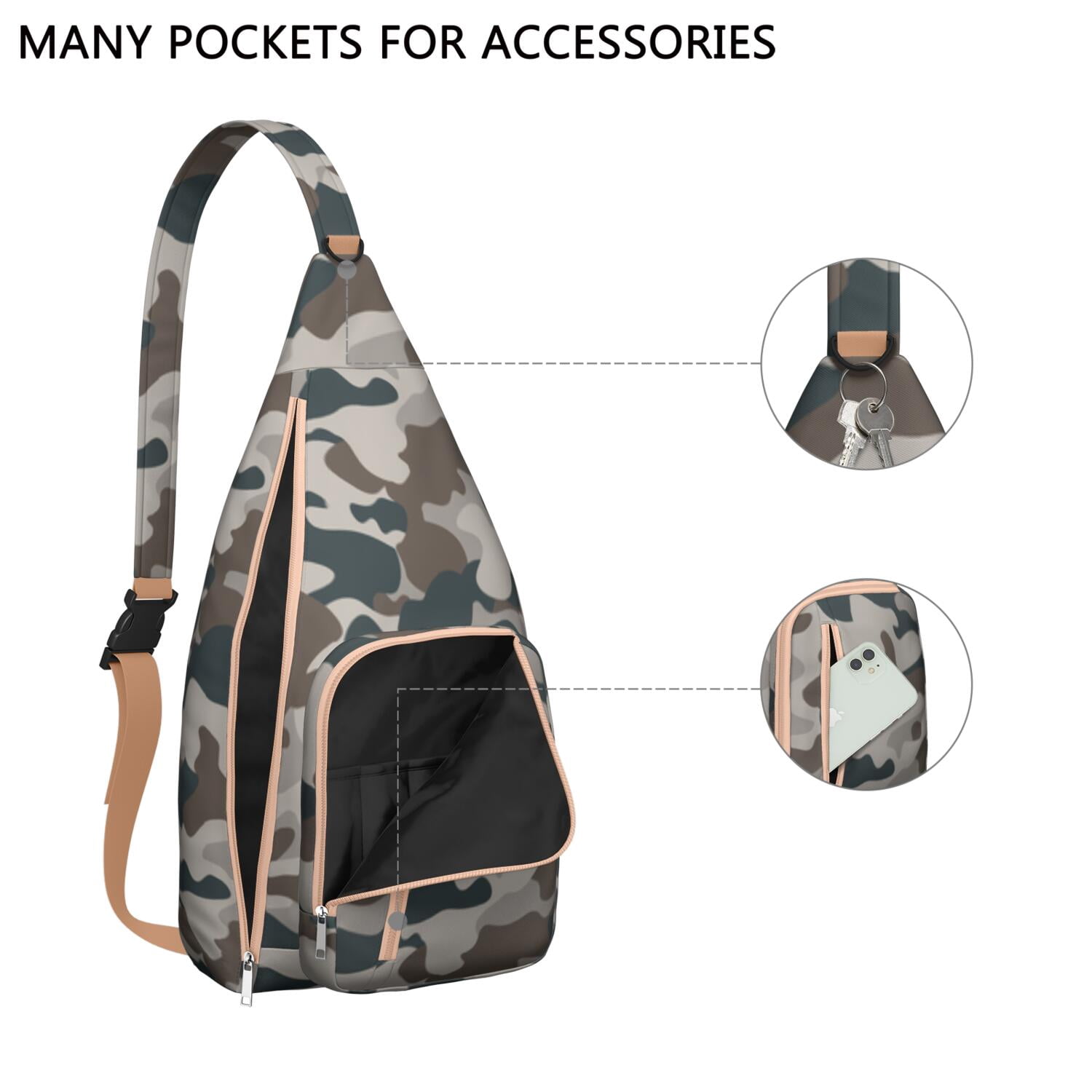 Tactical Camo Chest Bag - Military-Grade Hunting Camouflage Sling Pack, Durable Water-resistant Fanny Pack for Army & Outdoor Use (Woodland/Desert/Jungle Patterns)"