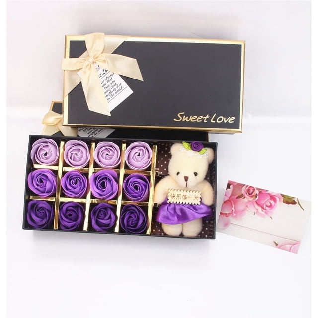 520 Regalo creativo de San Valentín para novia Caja de regalo con 12 flores de jabón en forma de rosa