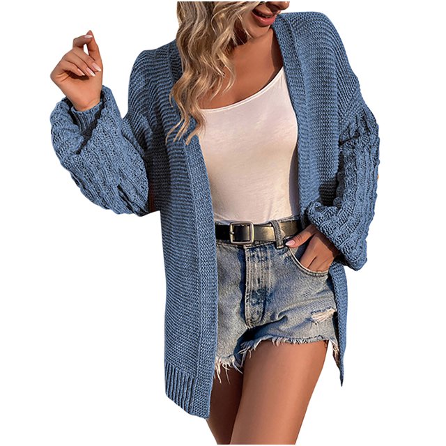 Suéteres tipo cárdigan para mujer, suéteres de otoño, informal, manga larga, manga farol, abrigo de punto, prendas de vestir Odeerbi ODB-5