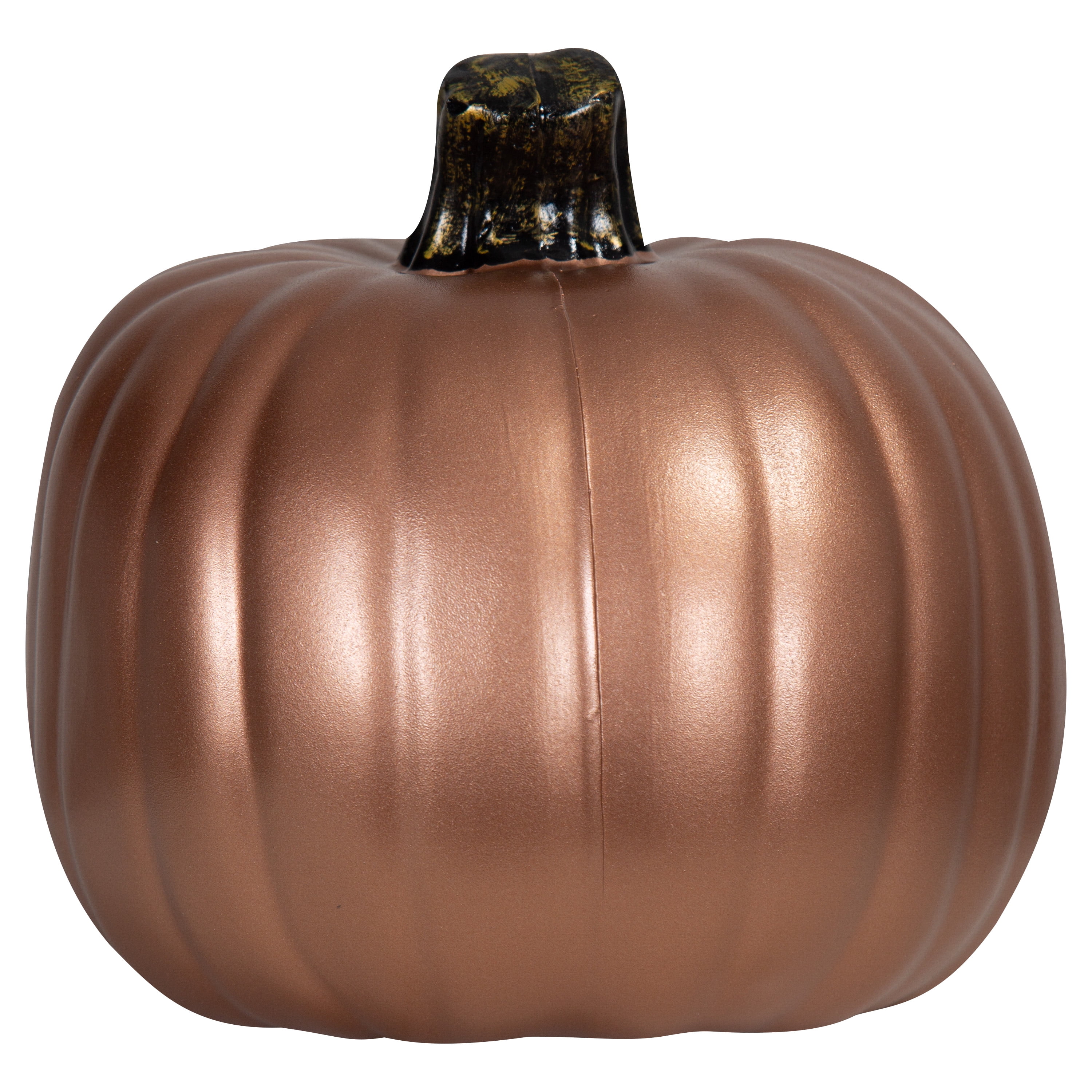 9-Inch Molded Copper Craft Pumpkin with Black Natural Stem for Outdoor Decor
