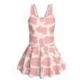 thumbnail image 4 of COEQINE Girls One Piece Swimsuit with Skirt Sleeveless Cute Skirted Bathing Suit Hawaiian Swimwear for Kids 3-4 Years, Summer Swim Dress for Water Play, Pink Beige Cow Print, 4 of 8
