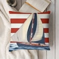thumbnail image 3 of YINGXI Pillow Covers Decorative CushionGeography Theme Boat Cover Navy Blue Red with Stripe Home for Couch Bed 22x22in, 3 of 5
