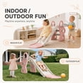 thumbnail image 2 of DKMOCO Foldable Toddler Slide, Kids Slide with Basketball Hoop & Ring Toss, Indoor Outdoor Playset for kids 1-3, Pink, 2 of 8