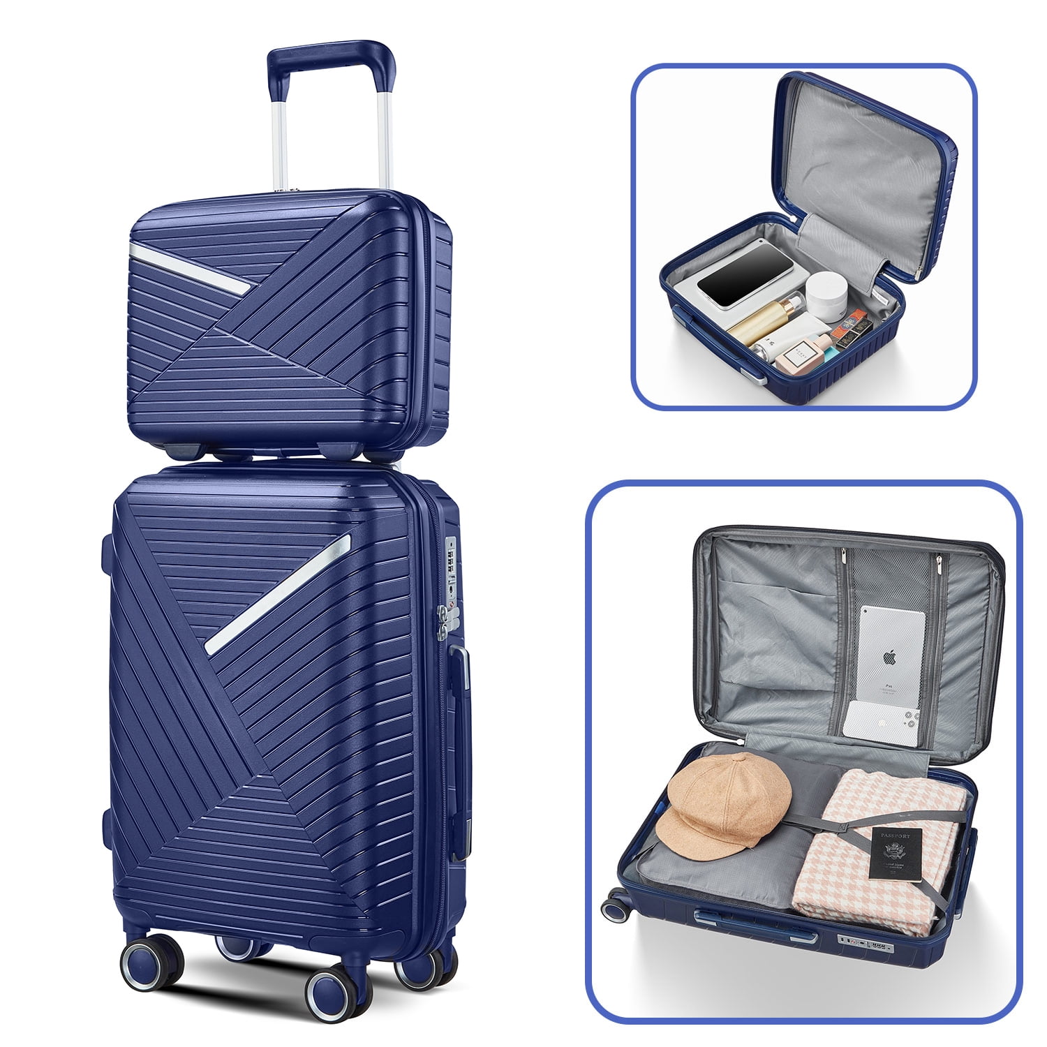 4 Piece Expandable Hardshell Travel Luggage Sets 4 Double 360 Degrees Wheel Suitcase Wheels TSA Lock Suit Case, Lightweight & Durable wheels Upright Suitcase, 14/20/24/28 Inch
