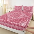 thumbnail image 3 of Manfei Boho Exotic Style Full Size Sheets,Retro Victorian Floral Bed Sheets,Pink White Sheet Sets For Adults,Microfiber Bedroom Decor,4 Pieces, 3 of 7