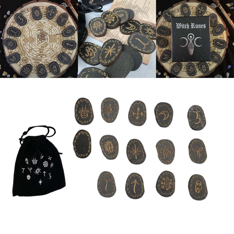 Witch Runes Symbol Witches Rune Set with Storage Bag for