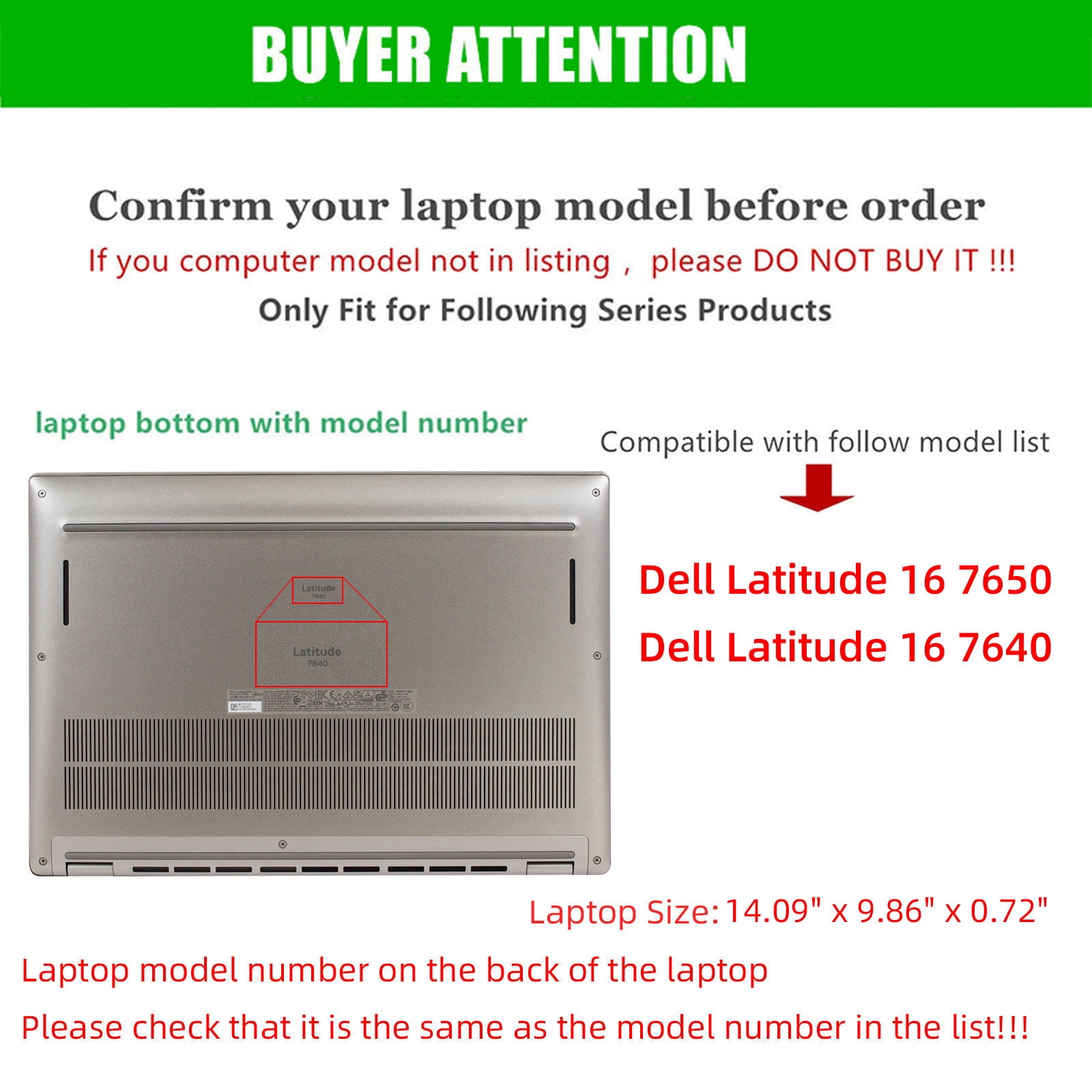 Laptop Cover Case for Dell Latitude 16 7650/7640 Notebook PC (NOT Working with Other Dell Models). 2-in-1 PU Leather Detachable Notebook Sleeve
