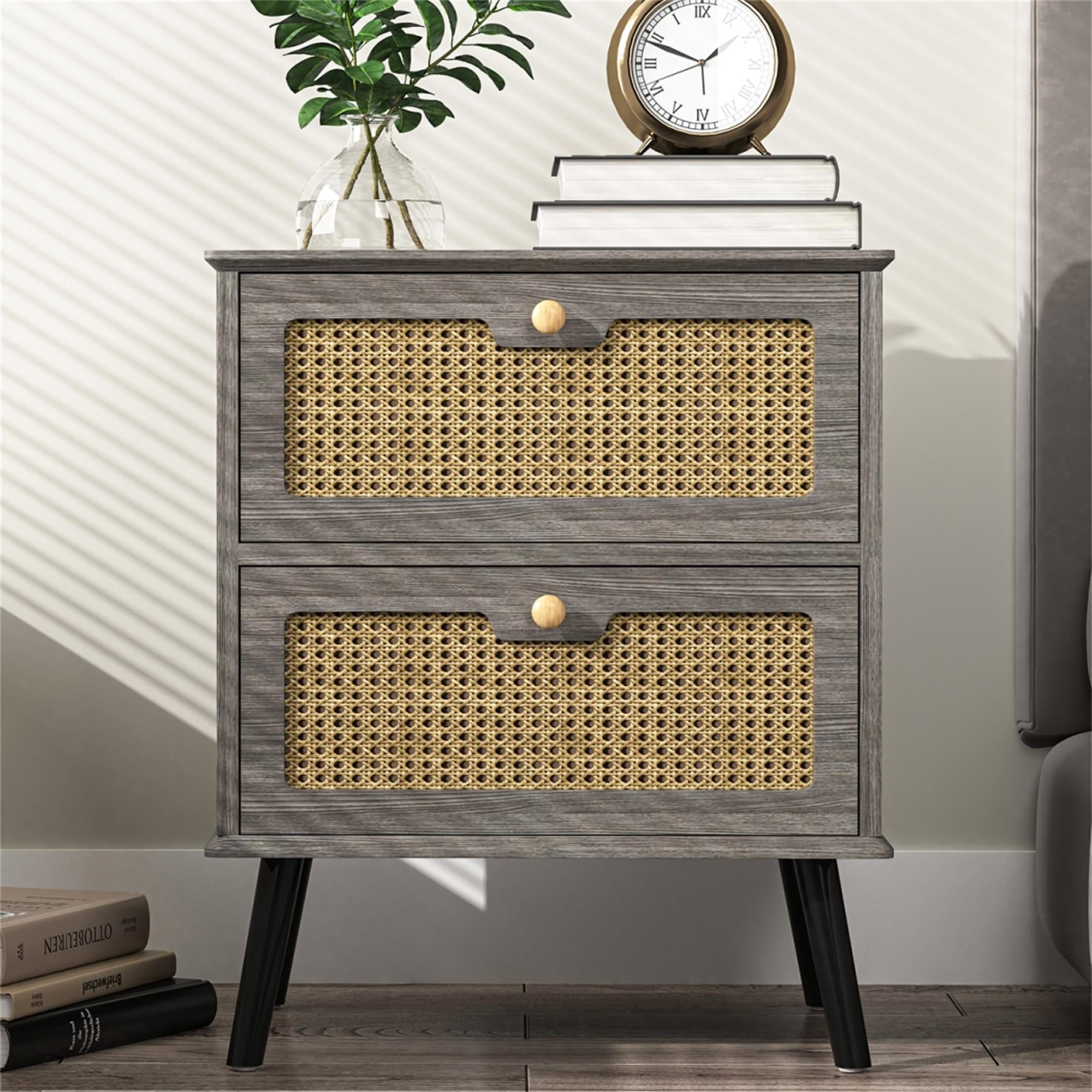 Yardi Yard Rattan Chests of Drawers with Storage for Bedroom, Modern Nightstand Dresser, Gray Yardi Yard Rattan Chests of Drawers with Storage for Bedroom, Modern Nightstand Dresser, Gray