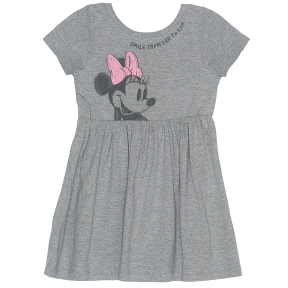 Disney - Minne Smile From Ear To Ear Girls' Fit & Flair Cap Sleeve Graphic Dress