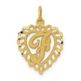 thumbnail image 1 of 14k Yellow Gold Heart Dainty Letter F Initial Name Monogram Necklace Charm Pendant, 1 of 6