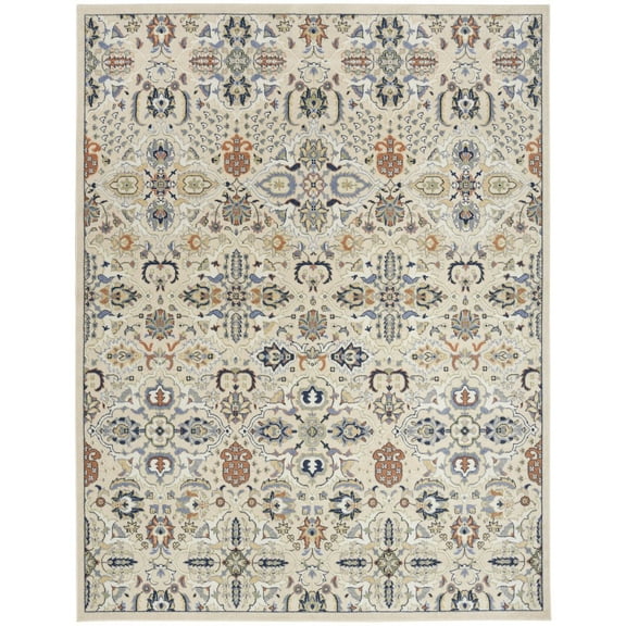 HomeRoots 8' X 10' Green And Ivory Floral Power Loom Area Rug