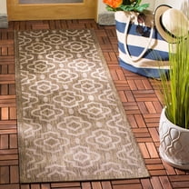 Safavieh Courtyard Lavern Geometric Indoor/Outdoor Runner Rug, Brown/Bone, 2'3" x 6'7"