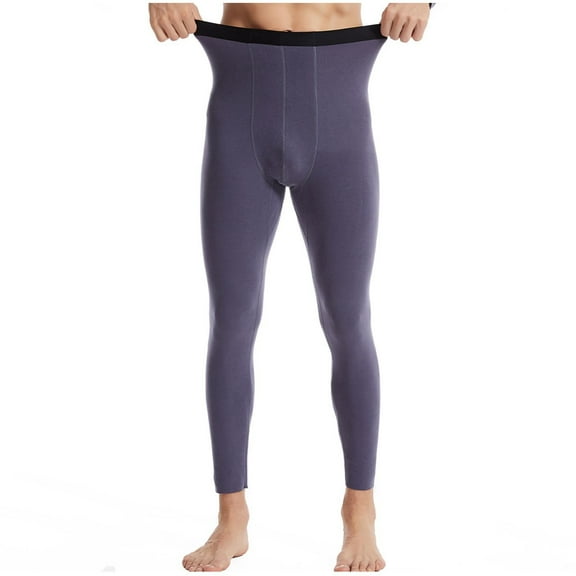 Ahabrexf Man Solid-Color German-Velvet Seamless Underwear Leggings Thick Underwear Silk Thermal Pants - Thermal Underwear for Men
