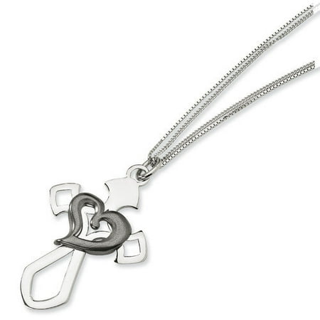 Jewelryweb Sterling Silver Fancy Cross Necklace