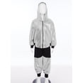 thumbnail image 4 of Haitryli Girls Boys 2 Piece Hip Hop Jazz Modern Dance Outfits Metallic Hooded Jacket and Jogger Pants Set Strretwear Silver 9-10, 4 of 7