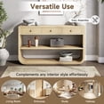 thumbnail image 6 of Harper & Bright Designs Farmhouse Rectangular Console Table with Storage, Narrow Entryway Table with 3 Drawers and 2 Open Shelves, Curved Sofa Table with Solid Wood Base for Living Room, Natural, 6 of 12