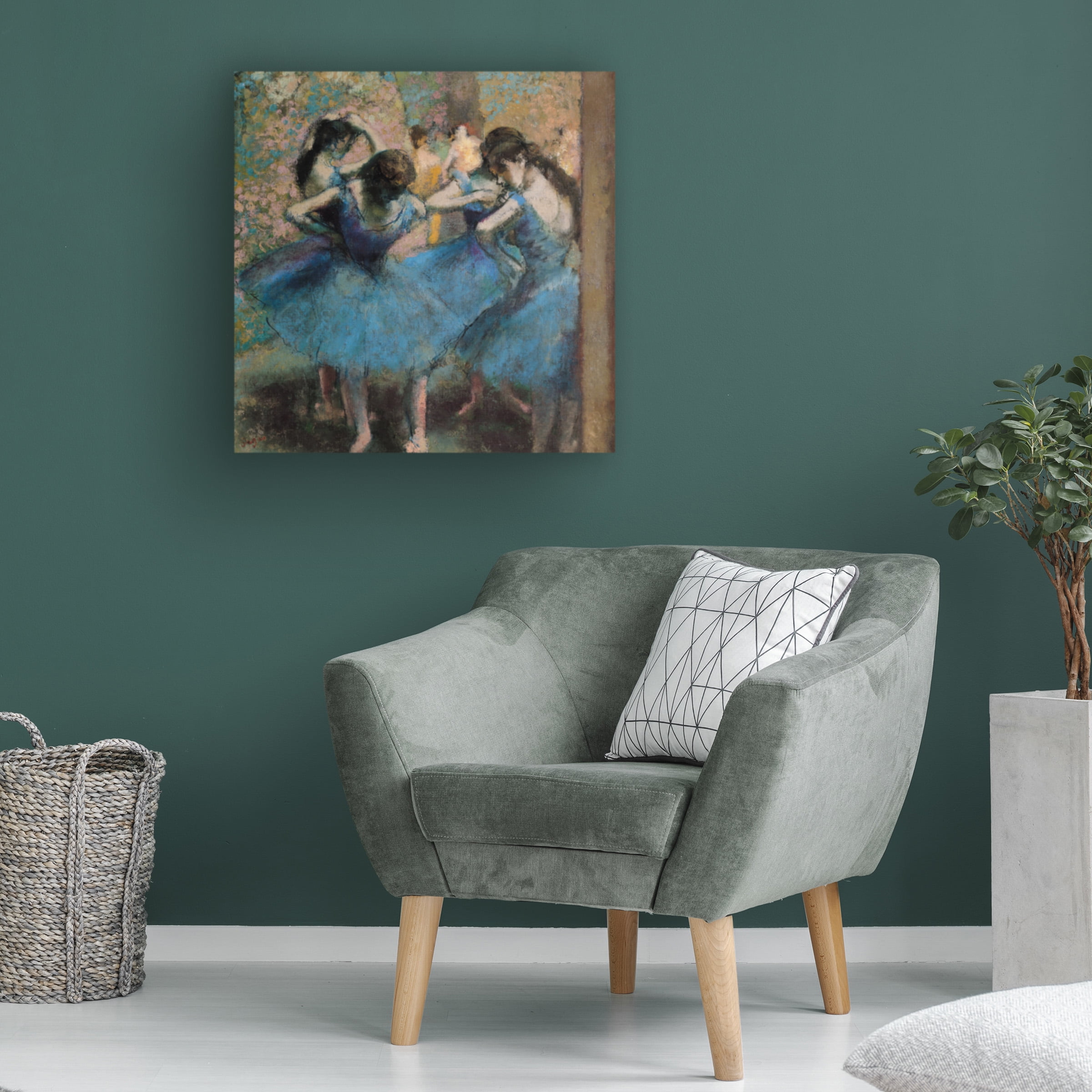 Trademark Fine Art Edgar Degas Dancers in Blue 1890 Canvas Wall Art - 18x18