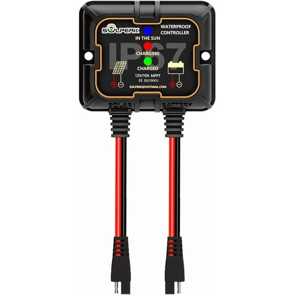 Solar Charge Controller 10A 12V, Waterproof Intelligent Portable Controller IP67 Solar Panel Controllers for AGM, Gel, Flooded and Lithium Battery