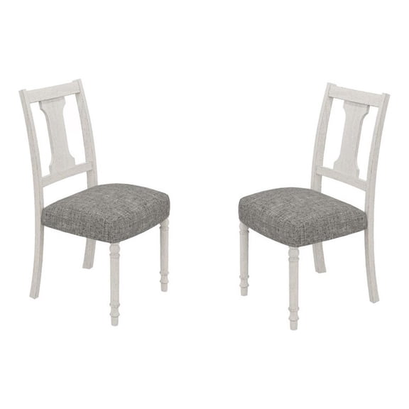 Pemberly Row Set of 2 White and Gray Wood Dining Side Chairs